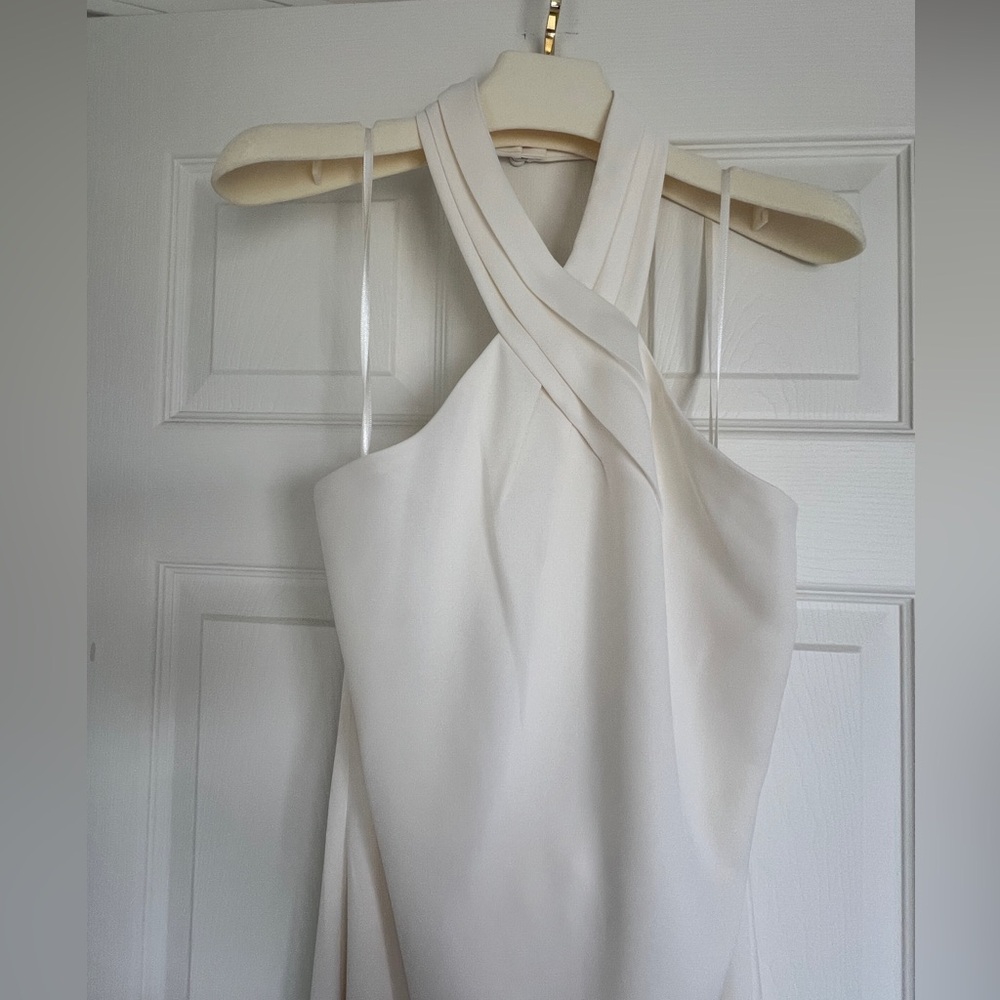 Ivory Twist Halter Satin Dress - NWT - Picture 2 of 3